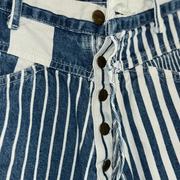 Vintage Marithe Francois Girbaud Blue and White Striped Jean Shorts - Picture 4 of 5